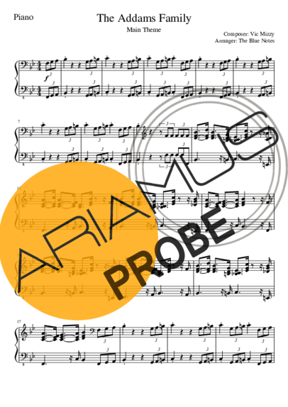 A Família Adams  score for Klavier