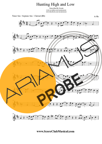 A-ha Hunting High And Low score for Tenor-Saxophon Sopran (Bb)