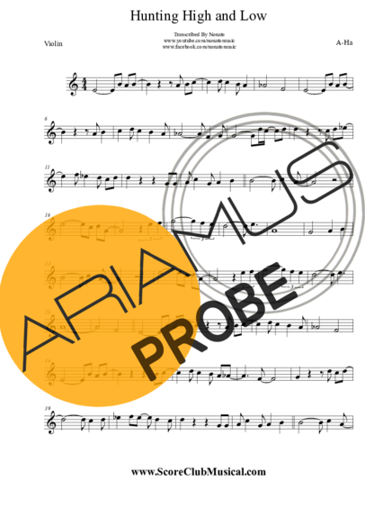 A-ha Hunting High And Low score for Violine