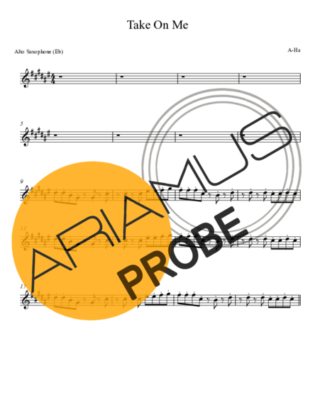 A-ha Take On Me score for Alt-Saxophon