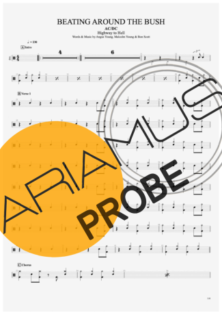 AC/DC Beating Around The Bush score for Schlagzeug