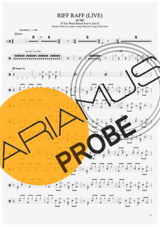 AC/DC Riff Raff (LIVE) score for Schlagzeug