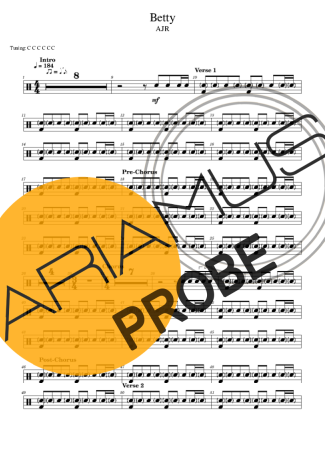 AJR Betty score for Schlagzeug