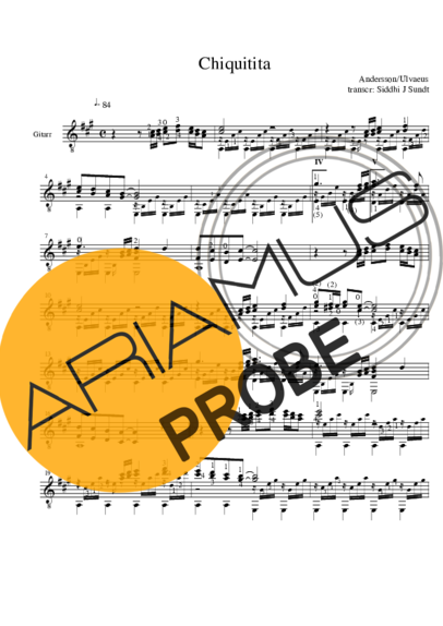 Abba Chiquitita score for Akustische Gitarre
