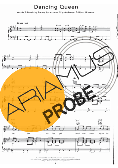 Abba Dancing Queen score for Klavier