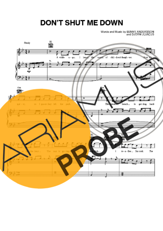 Abba Dont Shut Me Down score for Klavier