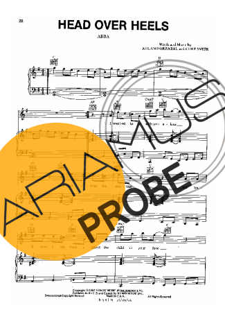 Abba Head Over Heels score for Klavier