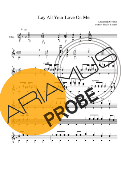 Abba Lay All Your Love On Me score for Akustische Gitarre