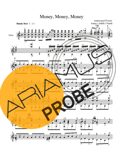 Abba Money Money Money score for Akustische Gitarre