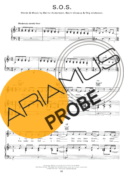 Abba S.O.S. score for Klavier