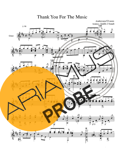 Abba Thank You For The Music score for Akustische Gitarre