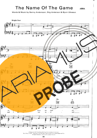 Abba The Name Of The Game score for Klavier