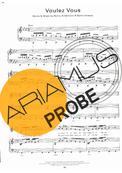 Abba Voulez Vous score for Klavier