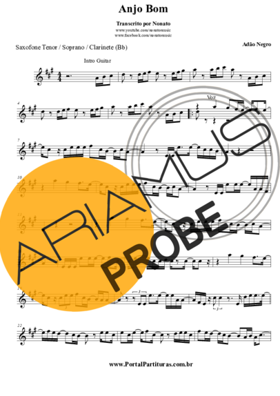 Adão Negro Anjo Bom score for Tenor-Saxophon Sopran (Bb)