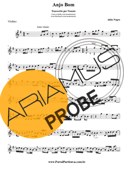 Adão Negro Anjo Bom score for Violine