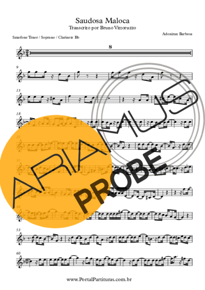 Adoniran Barbosa Saudosa Maloca score for Tenor-Saxophon Sopran (Bb)