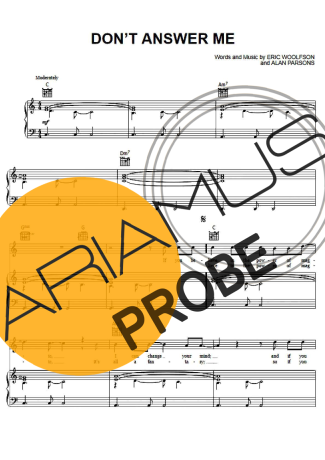 Alan Parsons Project Dont Answer Me score for Klavier