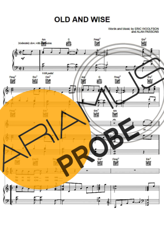 Alan Parsons Project Old And Wise score for Klavier