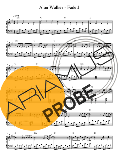 Alan Walker Faded score for Klavier