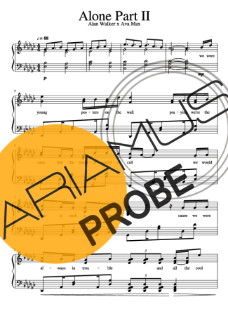 Alan Walker and Ava Max Alone Part II score for Klavier
