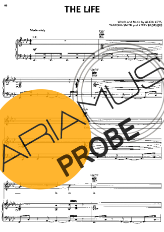 Alicia Keys The Life score for Klavier