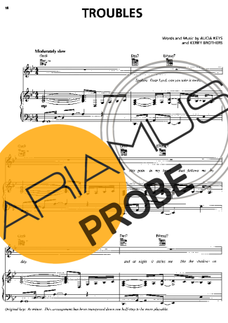 Alicia Keys Troubles score for Klavier