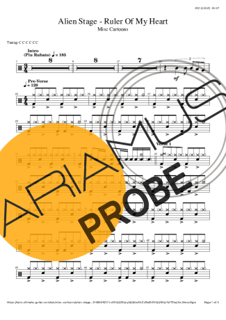 Alien Stage Ruler Of My Heart score for Schlagzeug