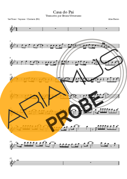 Aline Barros Casa Do Pai score for Tenor-Saxophon Sopran (Bb)