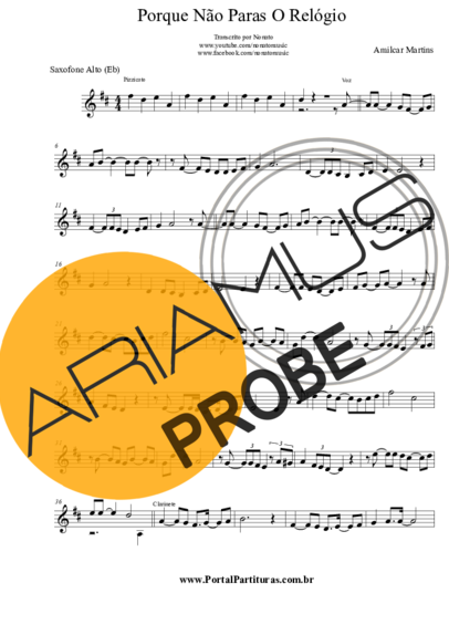Amilcar Martins Porque Não Paras O Relógio score for Alt-Saxophon