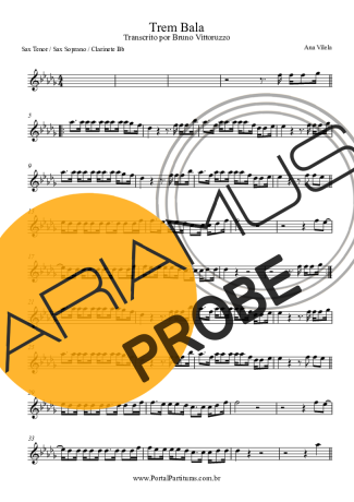 Ana Vilela Trem Bala score for Klarinette (Bb)