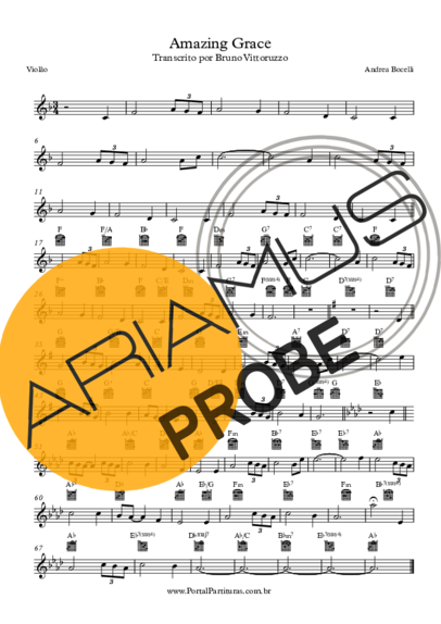 Andrea Bocelli Amazing Grace score for Akustische Gitarre