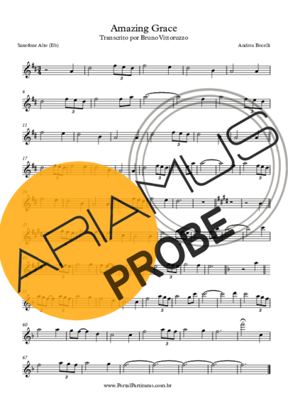 Andrea Bocelli Amazing Grace score for Alt-Saxophon