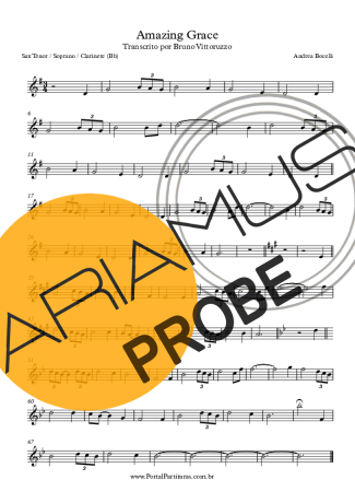 Andrea Bocelli Amazing Grace score for Klarinette (Bb)