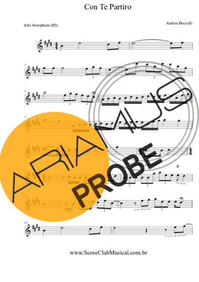 Andrea Bocelli Con Te Partirò score for Alt-Saxophon
