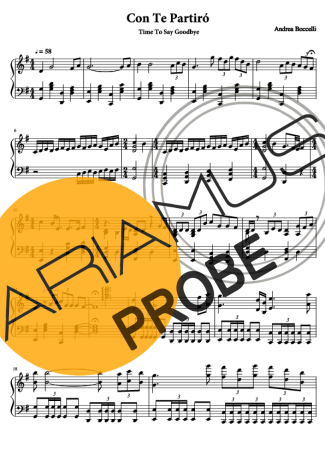 Andrea Bocelli Con Te Partiro score for Klavier