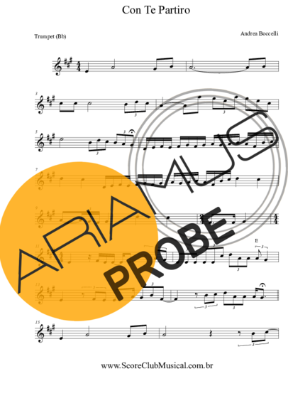 Andrea Bocelli Con Te Partirò score for Trompete