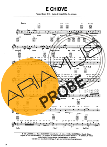 Andrea Bocelli E Chiove score for Akustische Gitarre