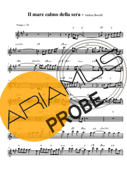 Andrea Bocelli Il Mare Calmo Della Sera score for Alt-Saxophon