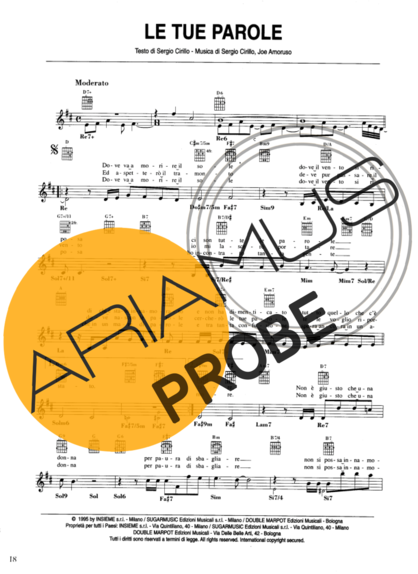 Andrea Bocelli Le Tue Parole score for Akustische Gitarre