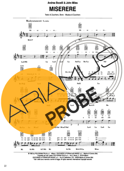 Andrea Bocelli Miserere score for Akustische Gitarre