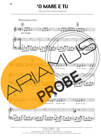 Andrea Bocelli O Mare E Tu score for Klavier