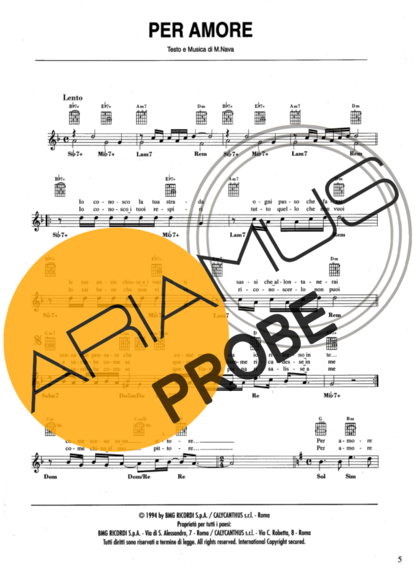 Andrea Bocelli Per Amore score for Akustische Gitarre