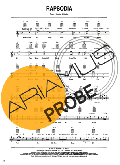 Andrea Bocelli Rapsodia score for Akustische Gitarre