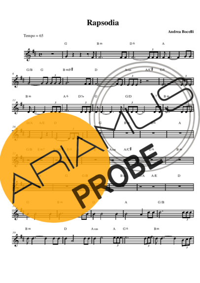 Andrea Bocelli Rapsodia score for Alt-Saxophon