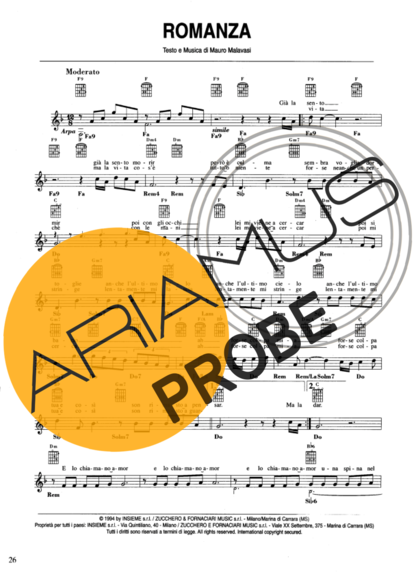 Andrea Bocelli Romanza score for Akustische Gitarre