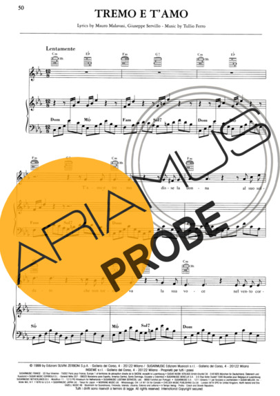 Andrea Bocelli Tremo E T Amo score for Klavier