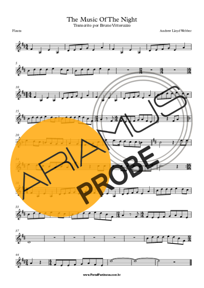 Andrew Lloyd Webber The Music Of The Night score for Floete