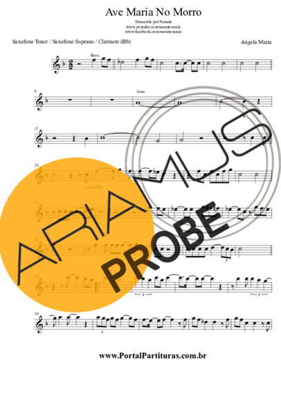 Angela Maria Ave Maria No Morro score for Tenor-Saxophon Sopran (Bb)