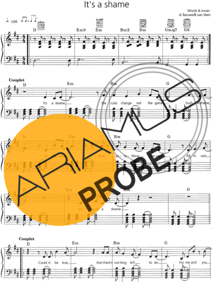 Anouk Its a Shame score for Klavier