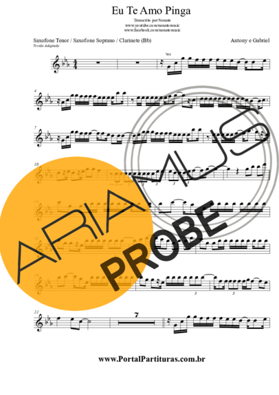 Antony e Gabriel Eu Te Amo Pinga score for Tenor-Saxophon Sopran (Bb)